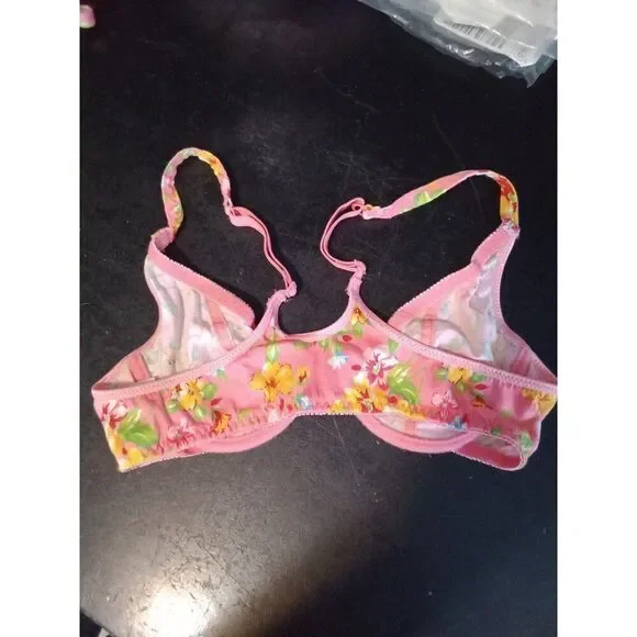 (#13) Victoria's Secret Bra Vintage Razor Back Ashley Coral Floral 34A Underwire - Picture 3 of 8